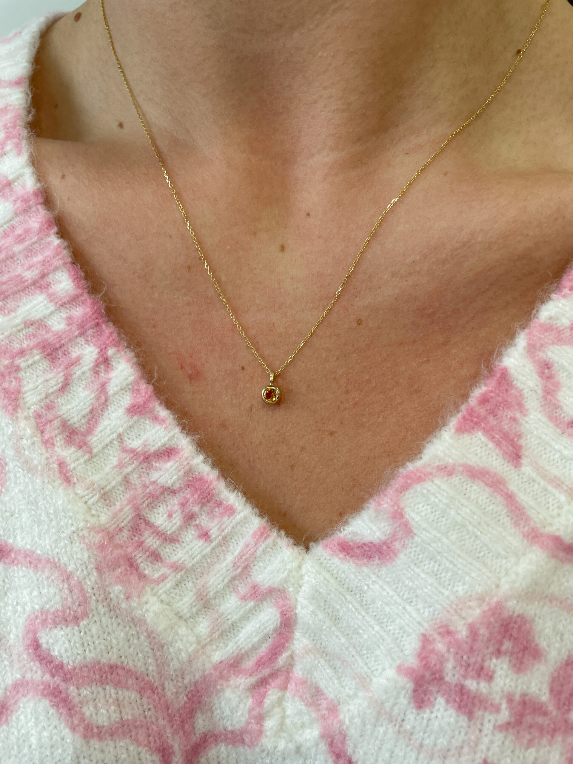 Yellow Gold Bezel-Set Citrine Necklace