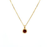 Yellow Gold Bezel-Set Garnet Necklace