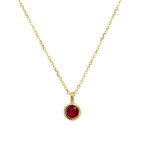 Yellow Gold Bezel-Set Ruby Necklace