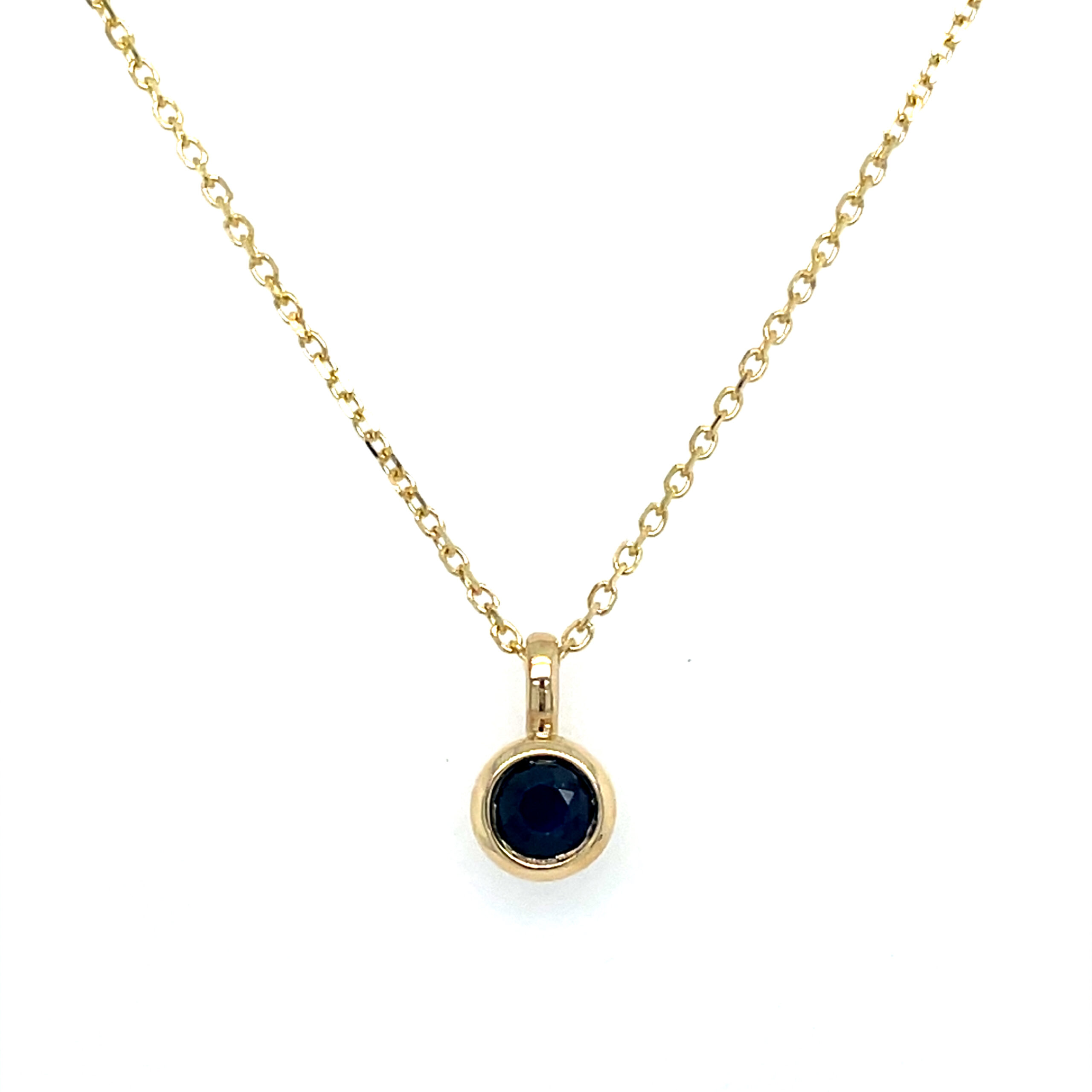 Yellow Gold Bezel-Set Sapphire Necklace