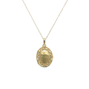 Yellow Gold Locket Necklace with Diamonds