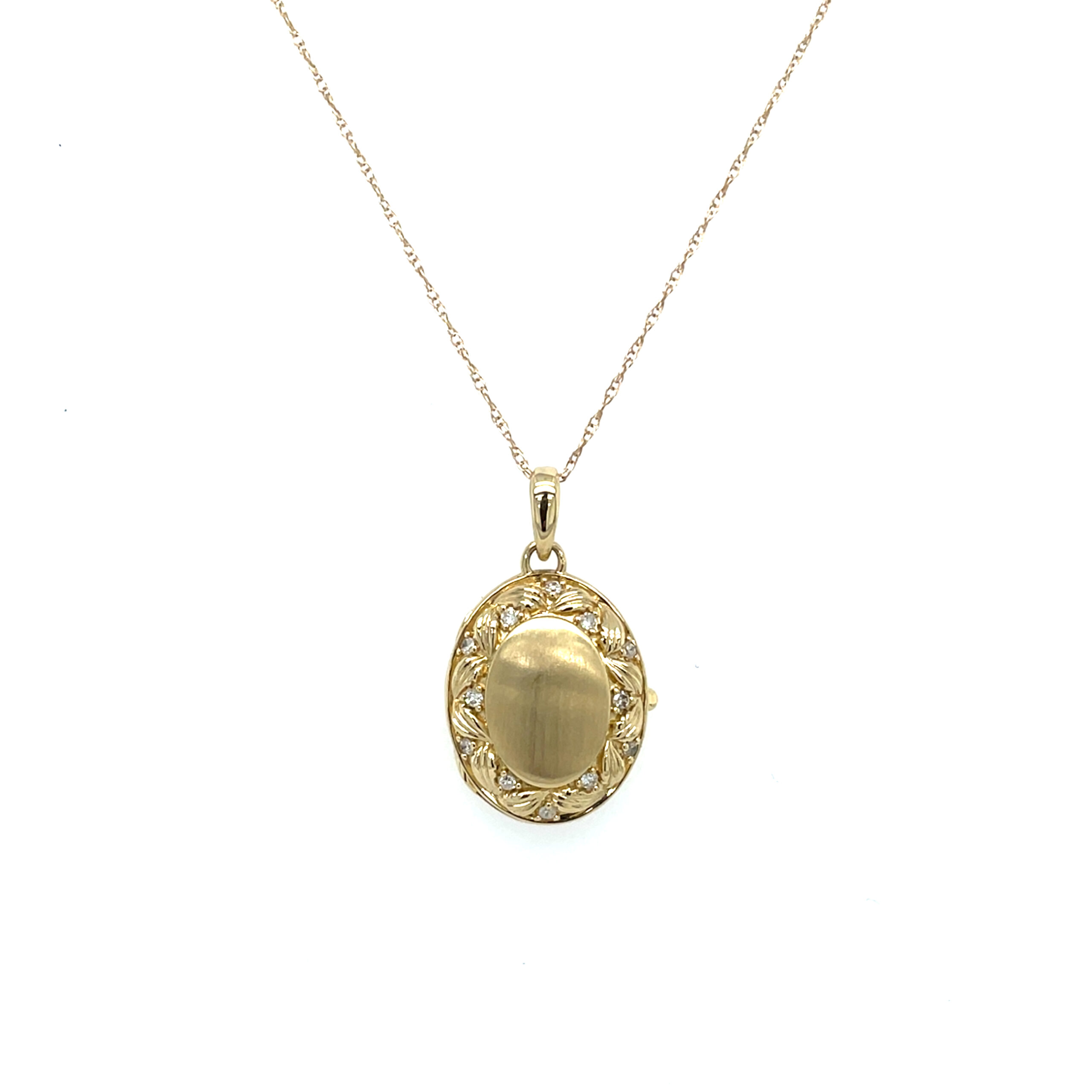 Yellow Gold Locket Necklace with Diamonds