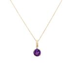 Yellow Gold Amethyst Necklace with Diamonds