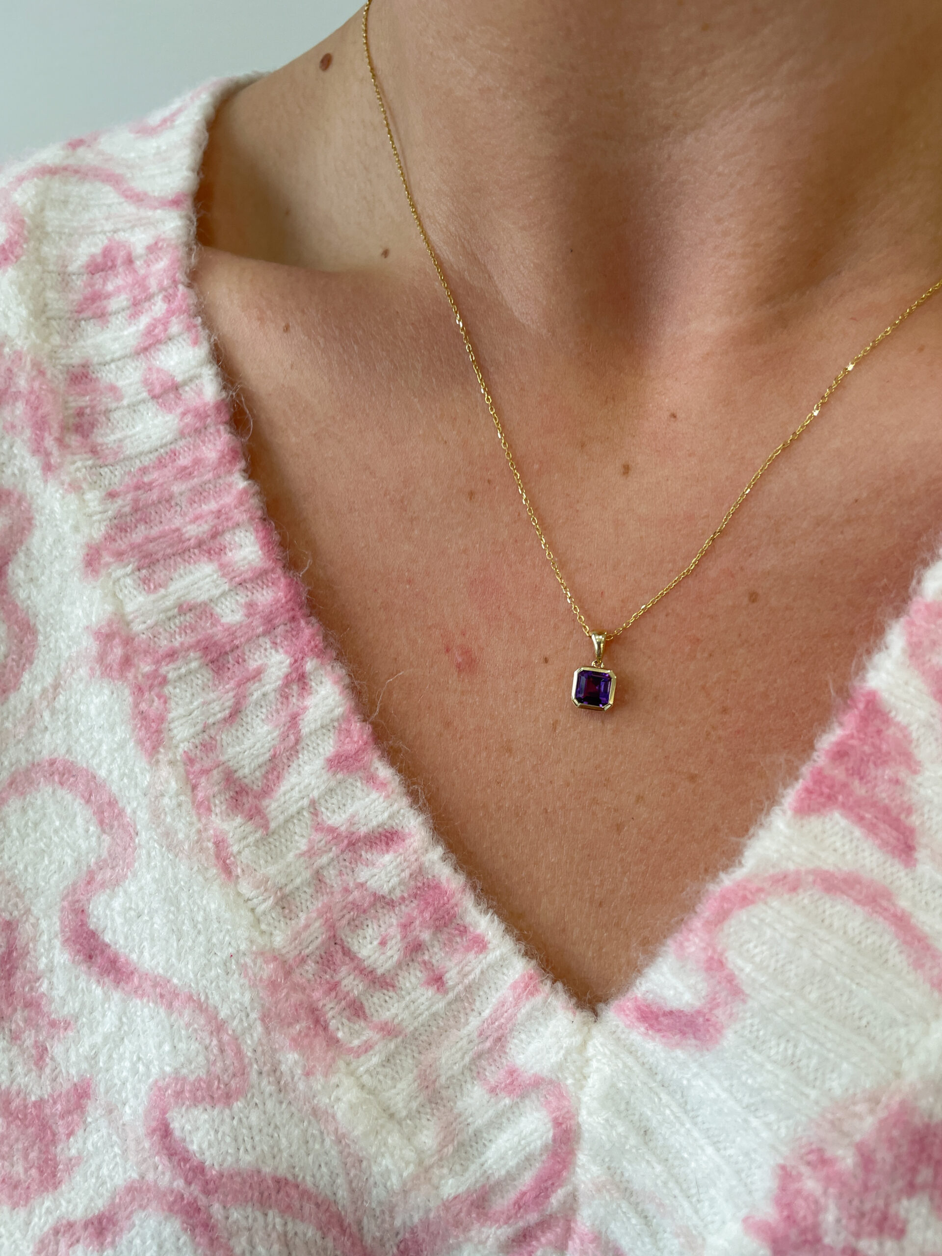Yellow Gold Amethyst Necklace