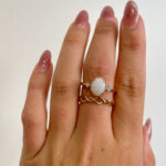 Yellow Gold Opal Ring with Diamonds
