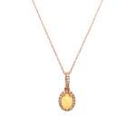Estate: Rose Gold Ethiopian Opal Necklace with Diamonds
