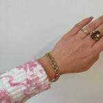 Estate: Yellow Gold Double Linked Charm Bracelet