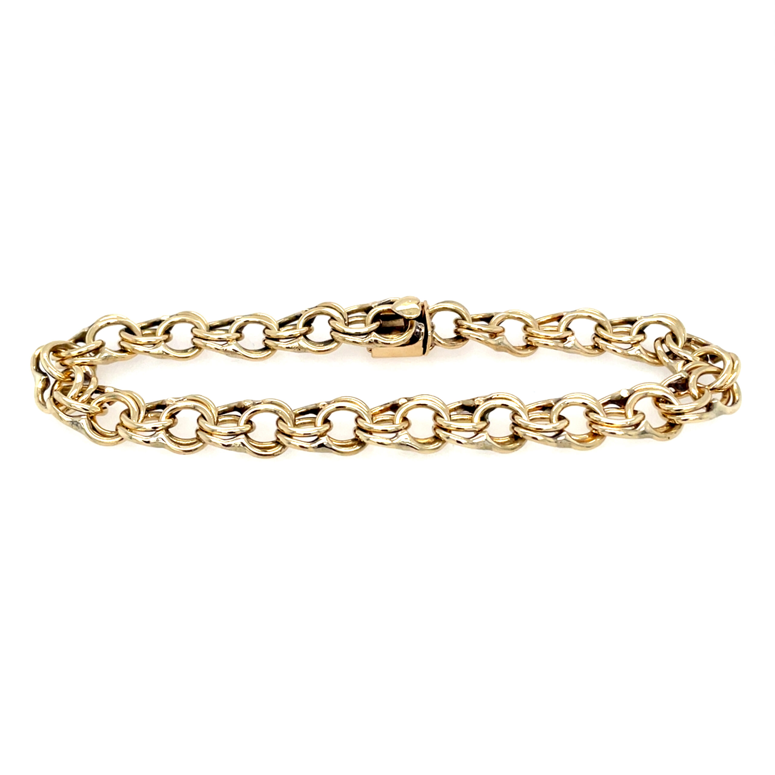 Estate: Yellow Gold Double Linked Charm Bracelet