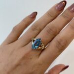 Estate: Yellow Gold Blue Topaz Ring