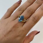 Estate: Yellow Gold Blue Topaz Ring