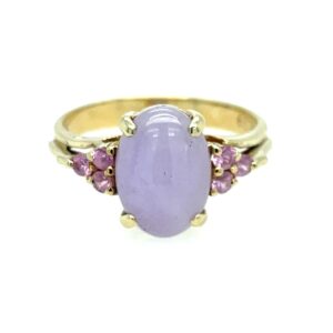 Estate: Yellow Gold Lilac-Dyed Jade Ring