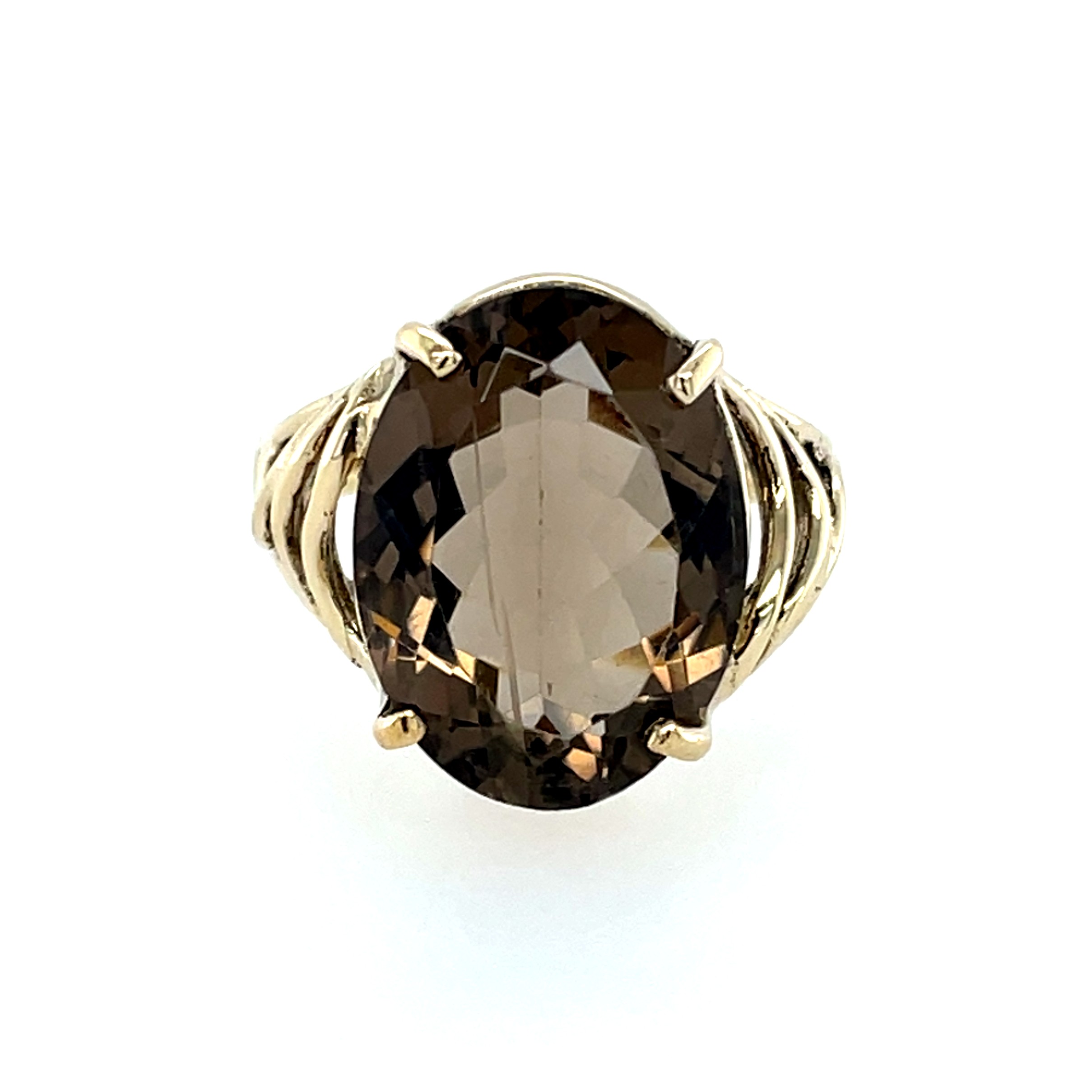 Estate: Yellow Gold Smoky Quartz Ring