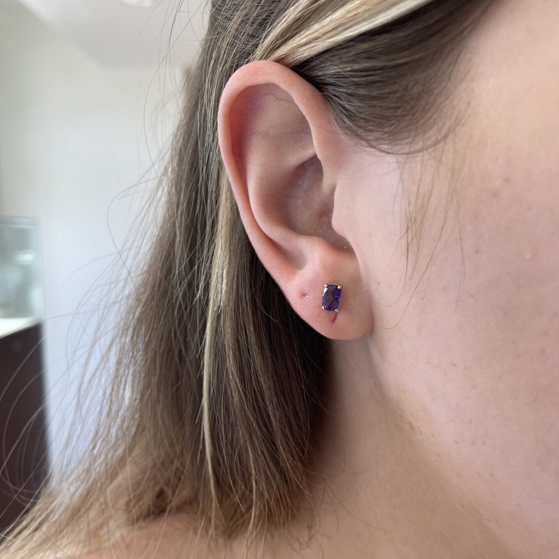 Yellow Gold Amethyst Stud Earrings