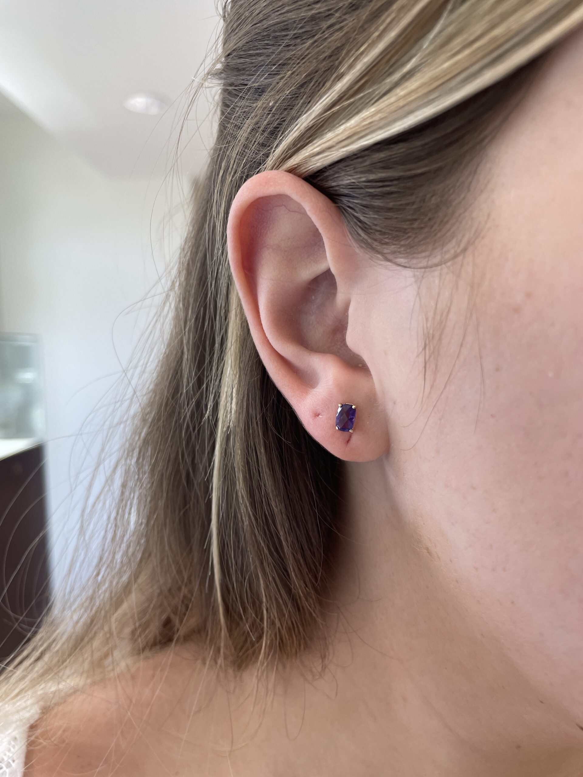 Yellow Gold Amethyst Stud Earrings