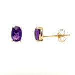 Yellow Gold Amethyst Stud Earrings