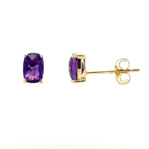 Yellow Gold Amethyst Stud Earrings