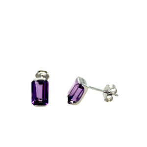 White Gold Amethyst Stud Earrings