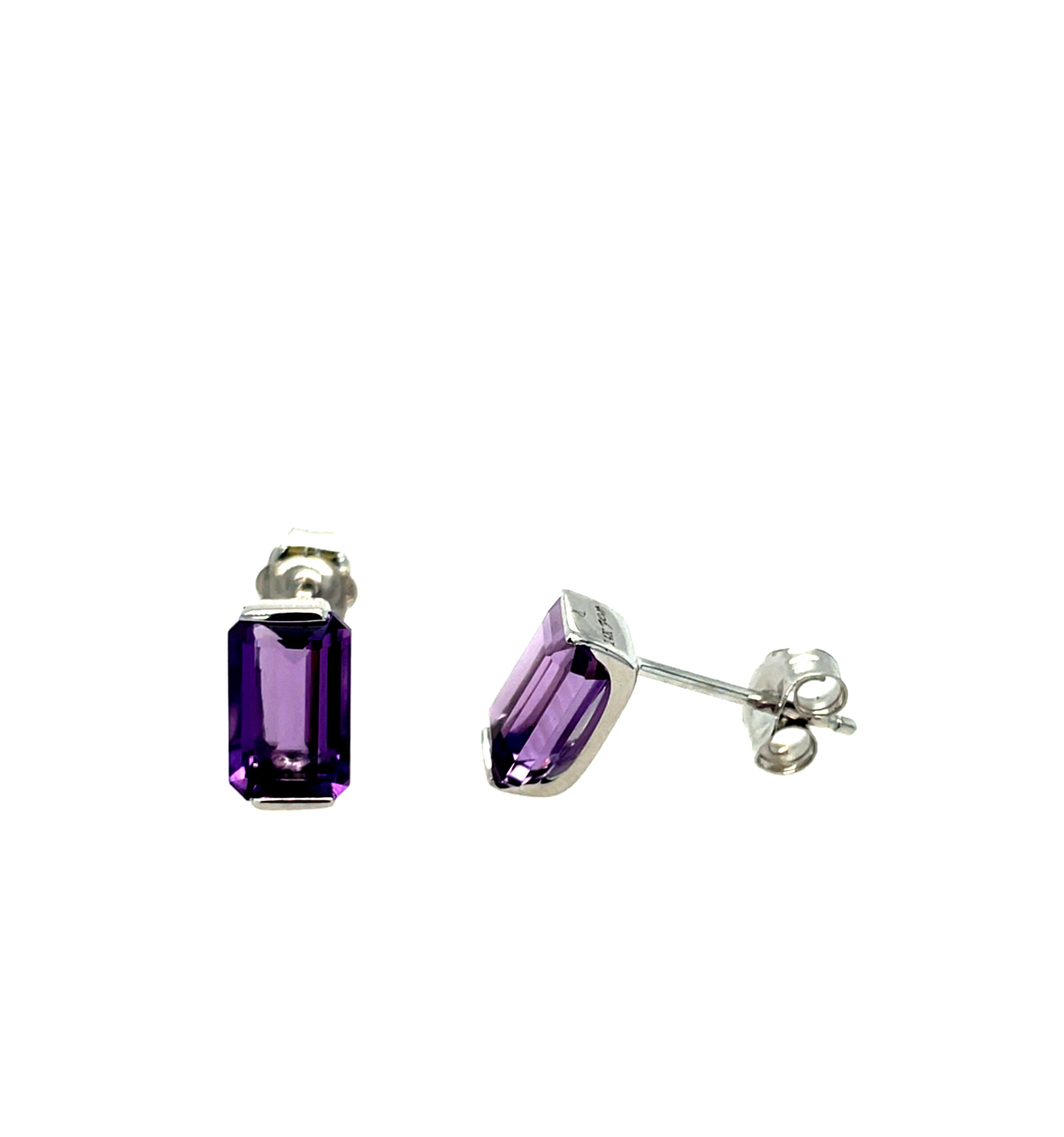 White Gold Amethyst Stud Earrings