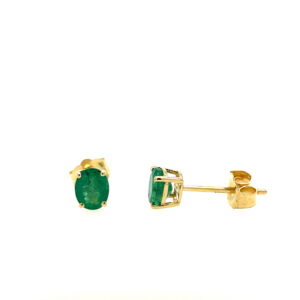 Yellow Gold Emerald Stud Earrings