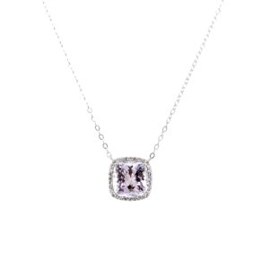 Sterling Silver Amethyst Necklace with White Topaz