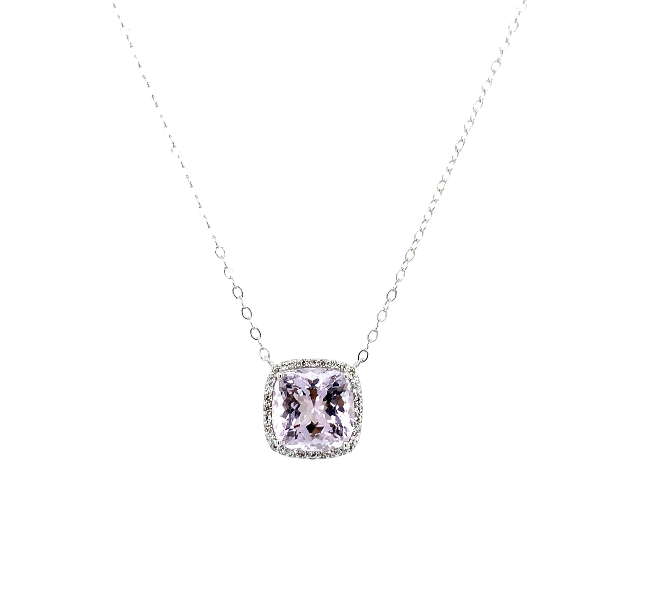 Sterling Silver Amethyst Necklace with White Topaz