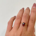 Yellow Gold Elongated Cushion-Cut Garnet Ring with Diamonds
