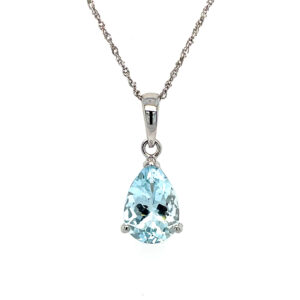 White Gold Aquamarine Pendant Necklace