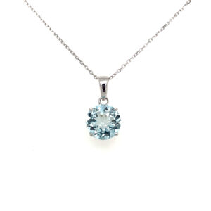 White Gold Aquamarine Pendant Necklace