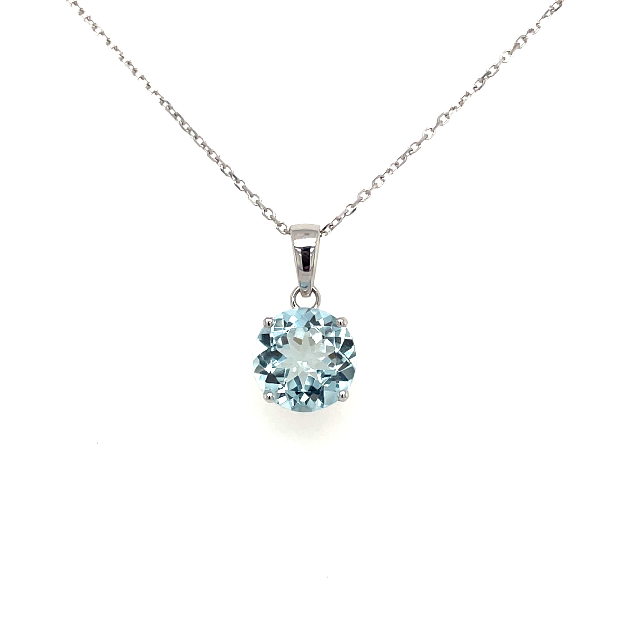 White Gold Aquamarine Pendant Necklace