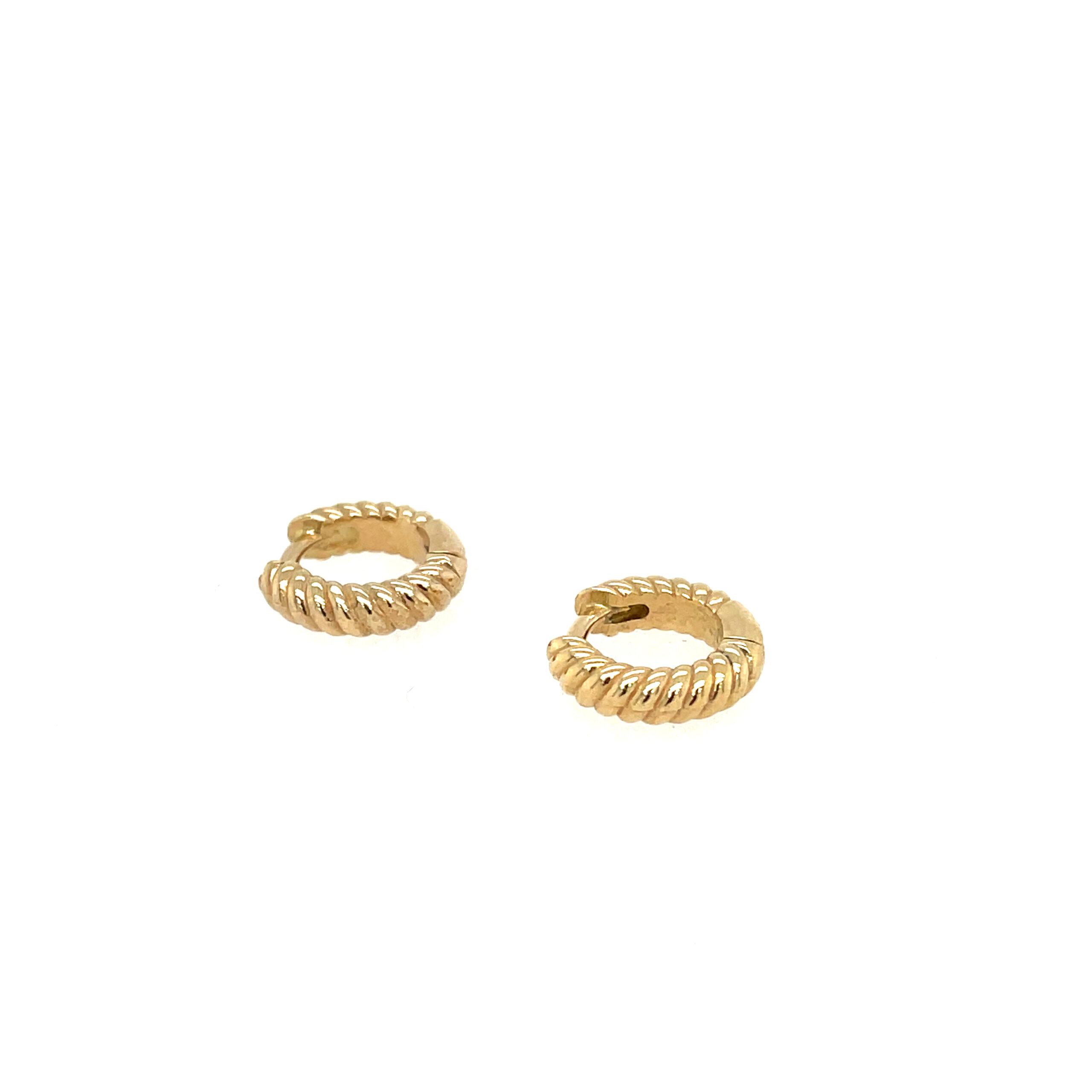 Yellow Gold Rope Huggie Earrings