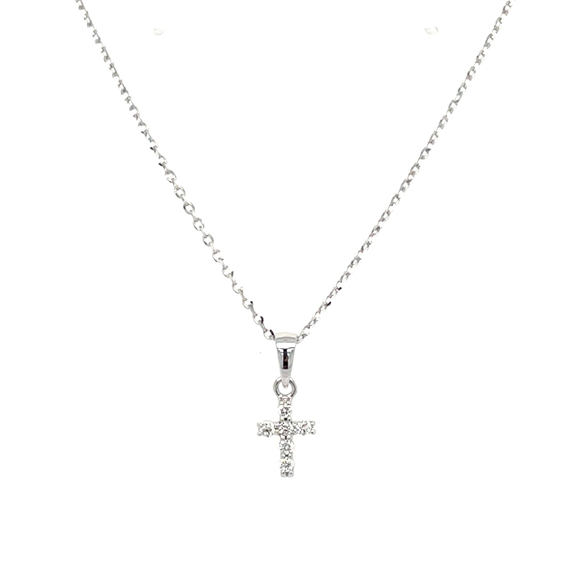White Gold Diamond Cross Necklace