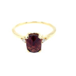 Yellow Gold Elongated Cushion-Cut Garnet Ring with Diamonds