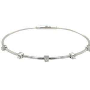 White Gold Flex Bangle Bracelet with Diamonds