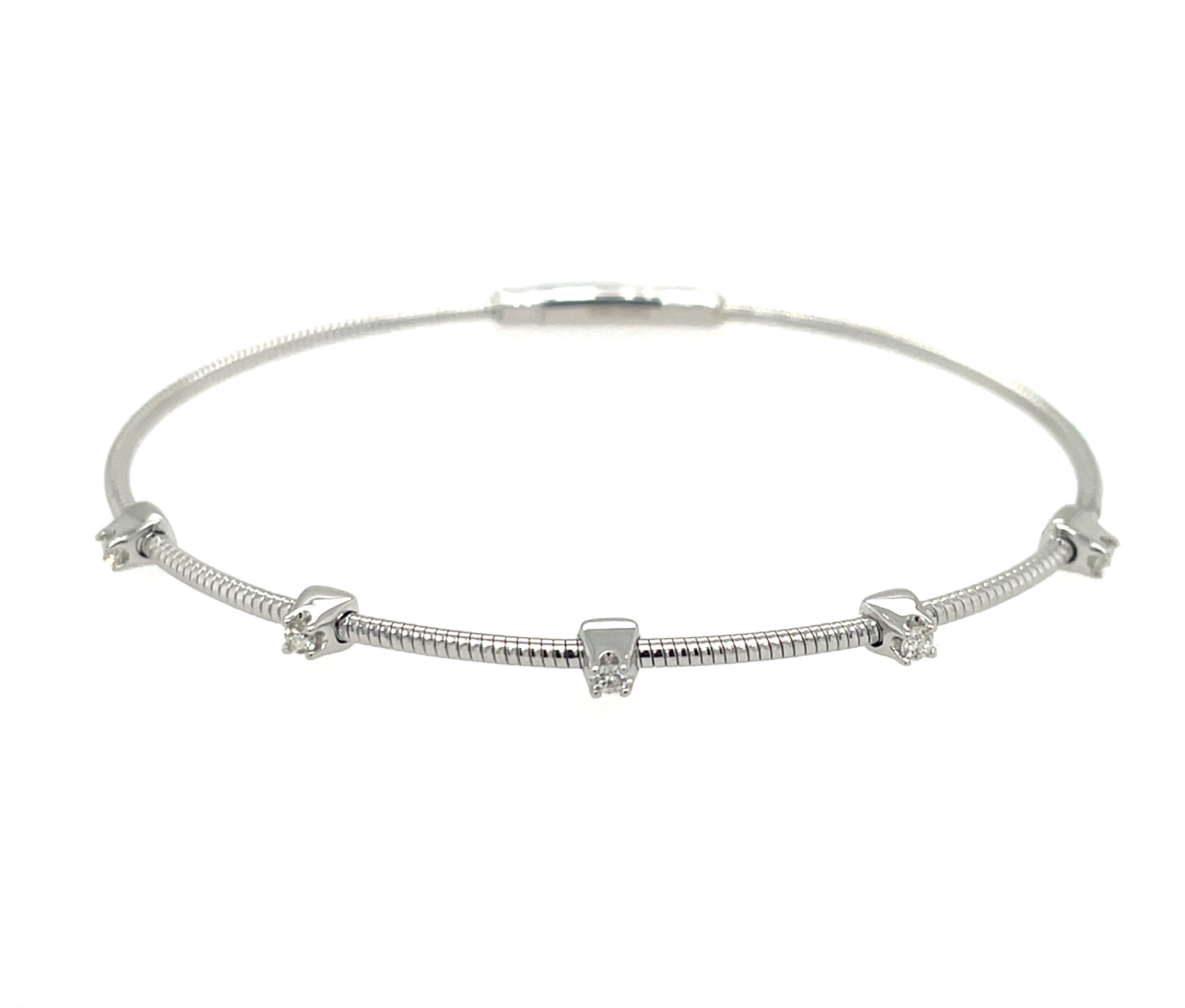 White Gold Flex Bangle Bracelet with Diamonds