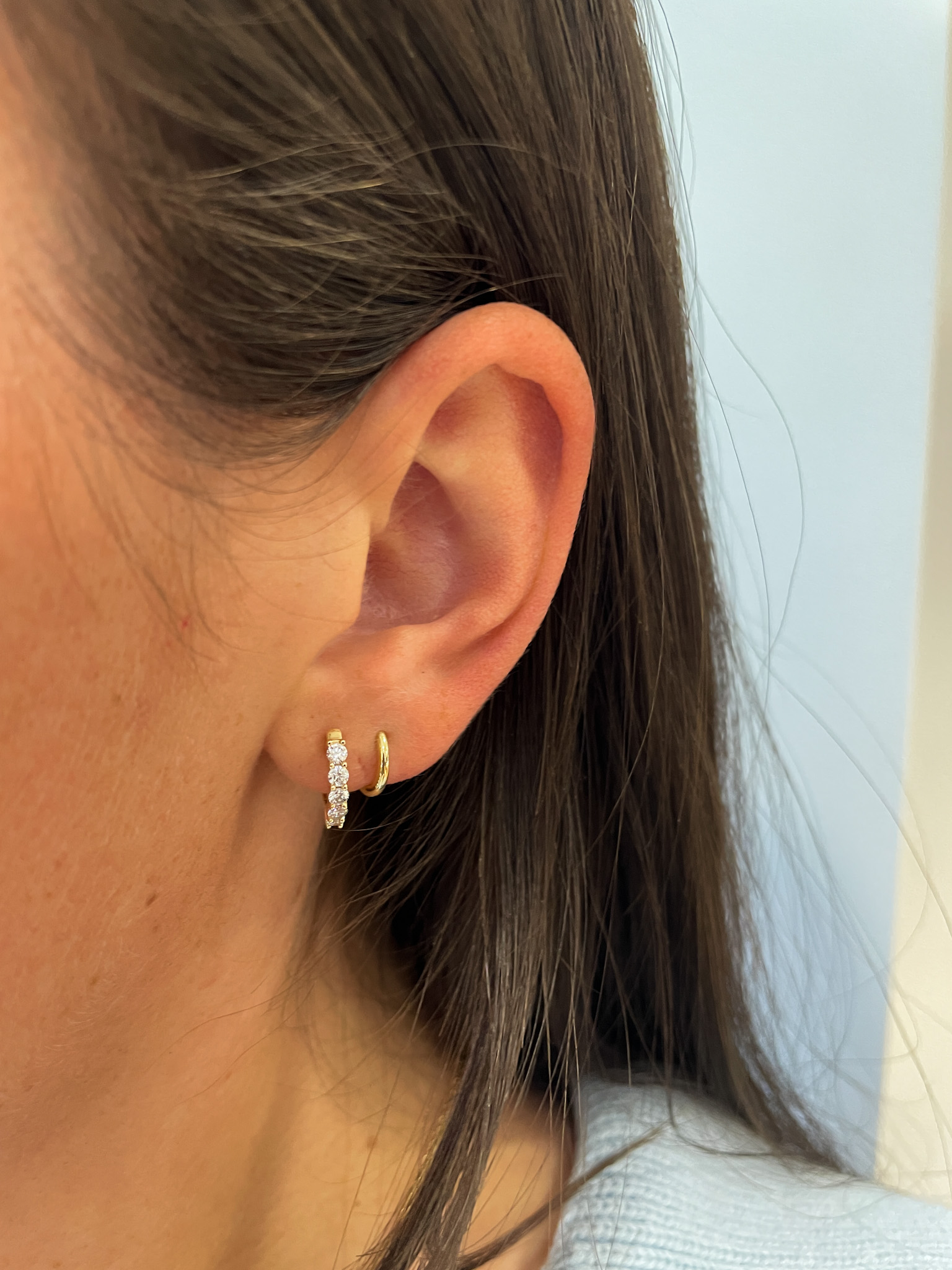 Yellow Gold 0.50 Carat Diamond Huggie Hoop Earrings