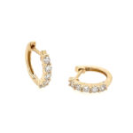 Yellow Gold 0.50 Carat Diamond Huggie Hoop Earrings
