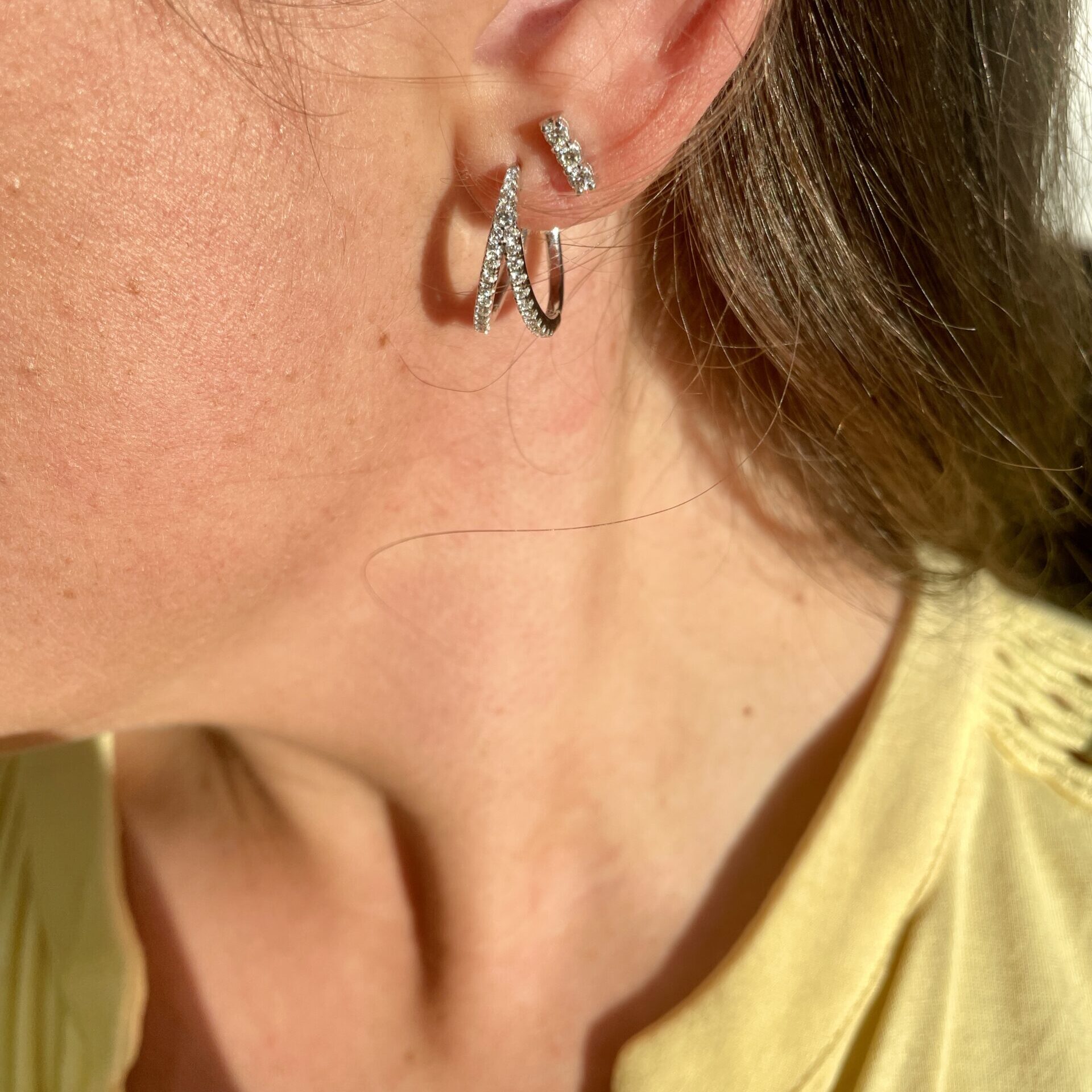 White Gold 0.50 Carat Diamond Double Hoop Earrings