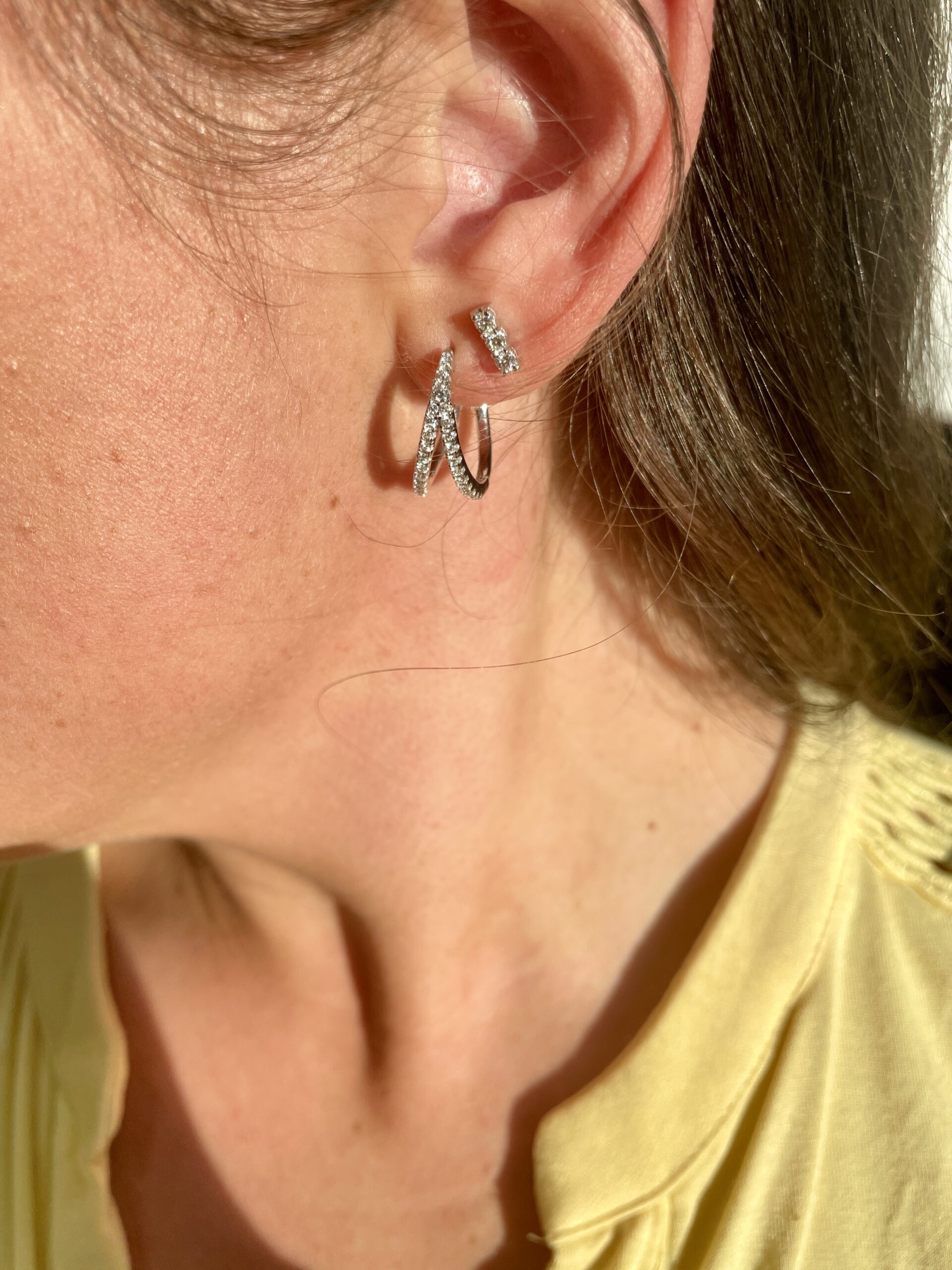 White Gold Diamond Bar Earrings