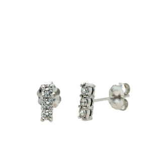 White Gold Diamond Bar Earrings