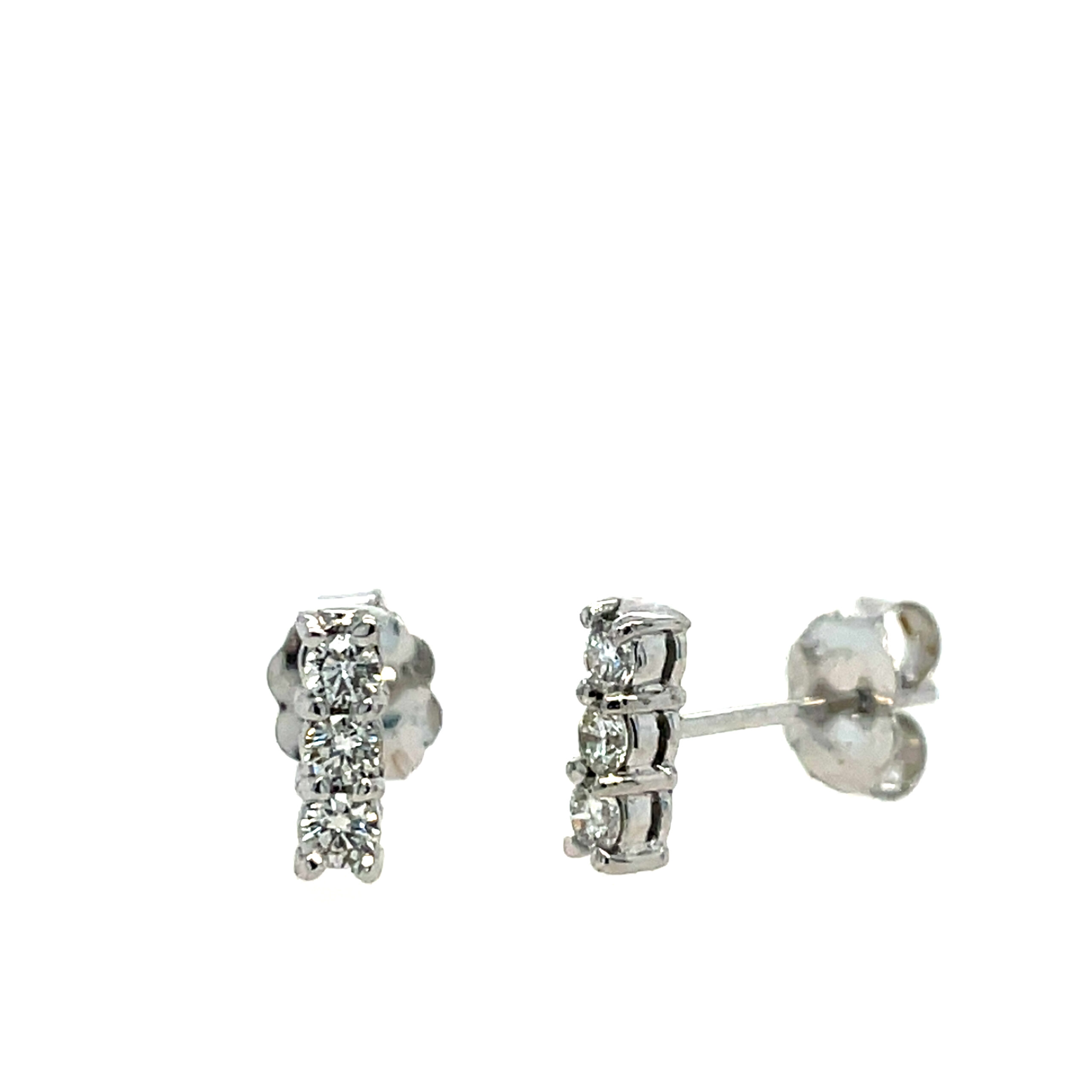 White Gold Diamond Bar Earrings