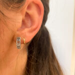 Sterling Silver Sapphire and Diamond Hoop Earrings