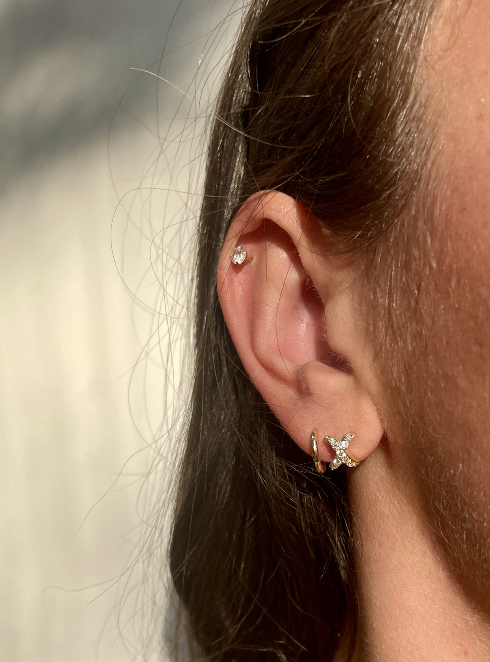 Yellow Gold Diamond X Earrings