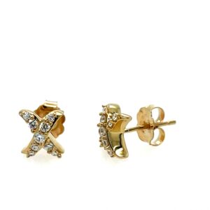 Yellow Gold Diamond X Earrings