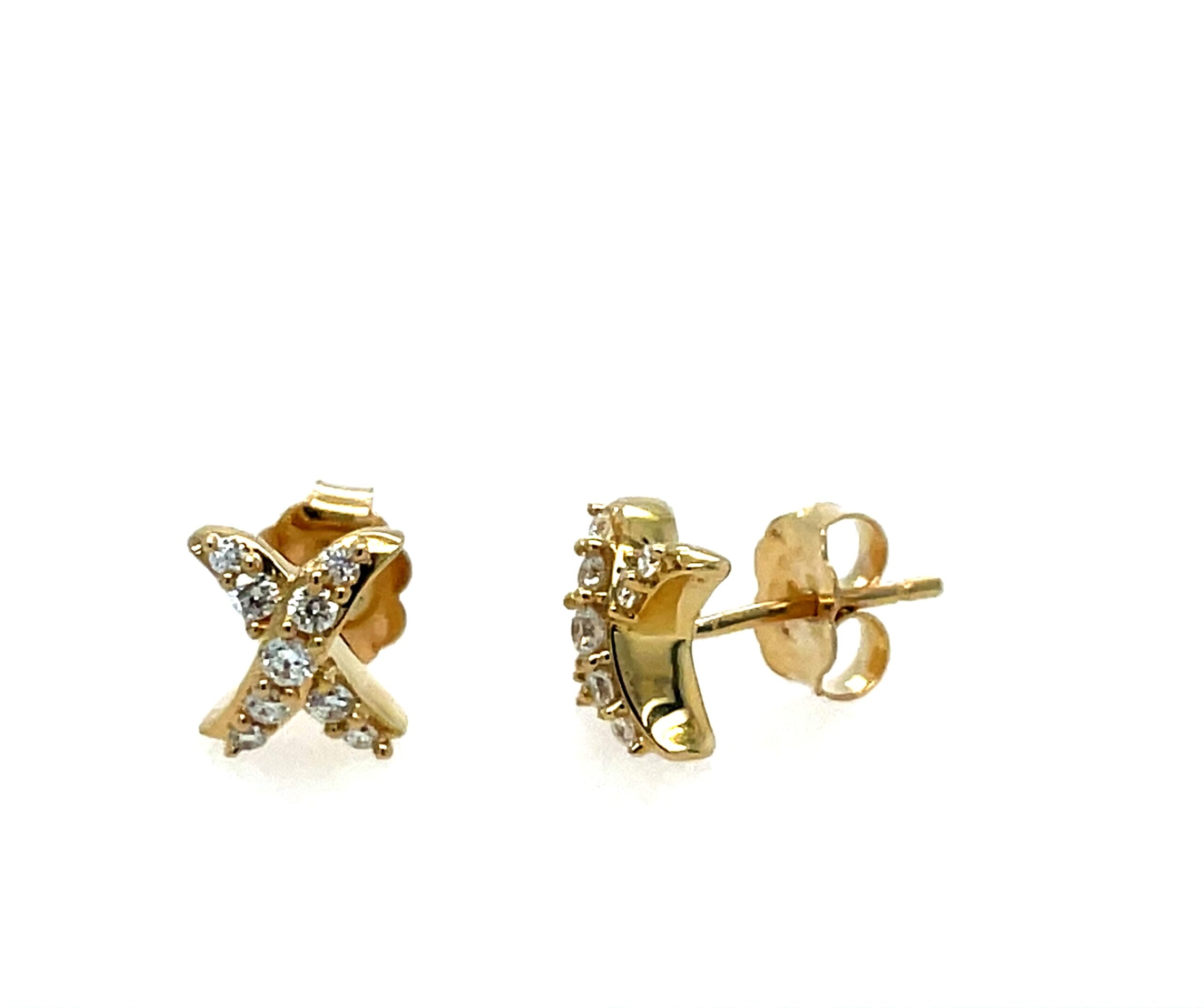 Yellow Gold Diamond X Earrings