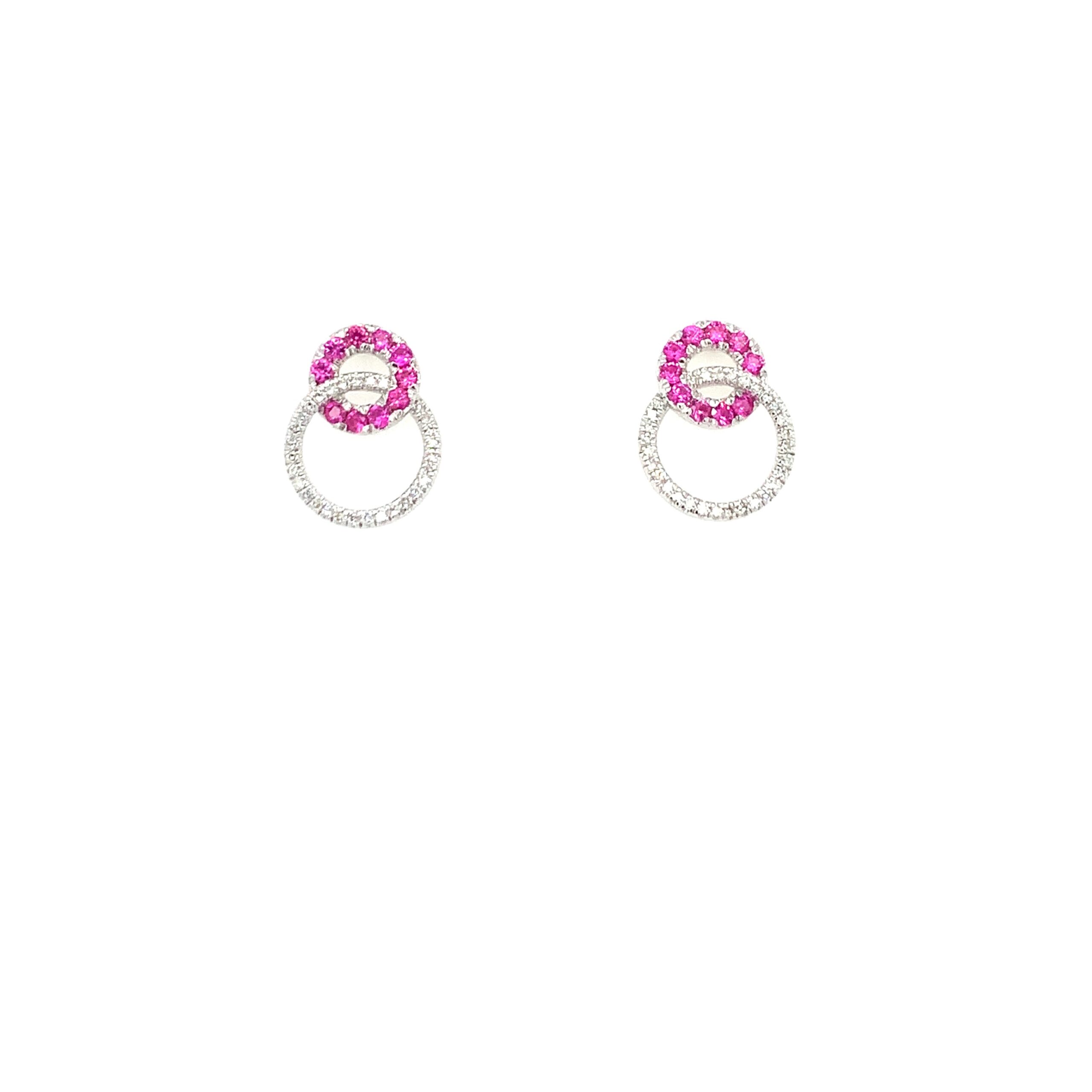 Sterling Silver Pink Sapphire and Diamond Earrings
