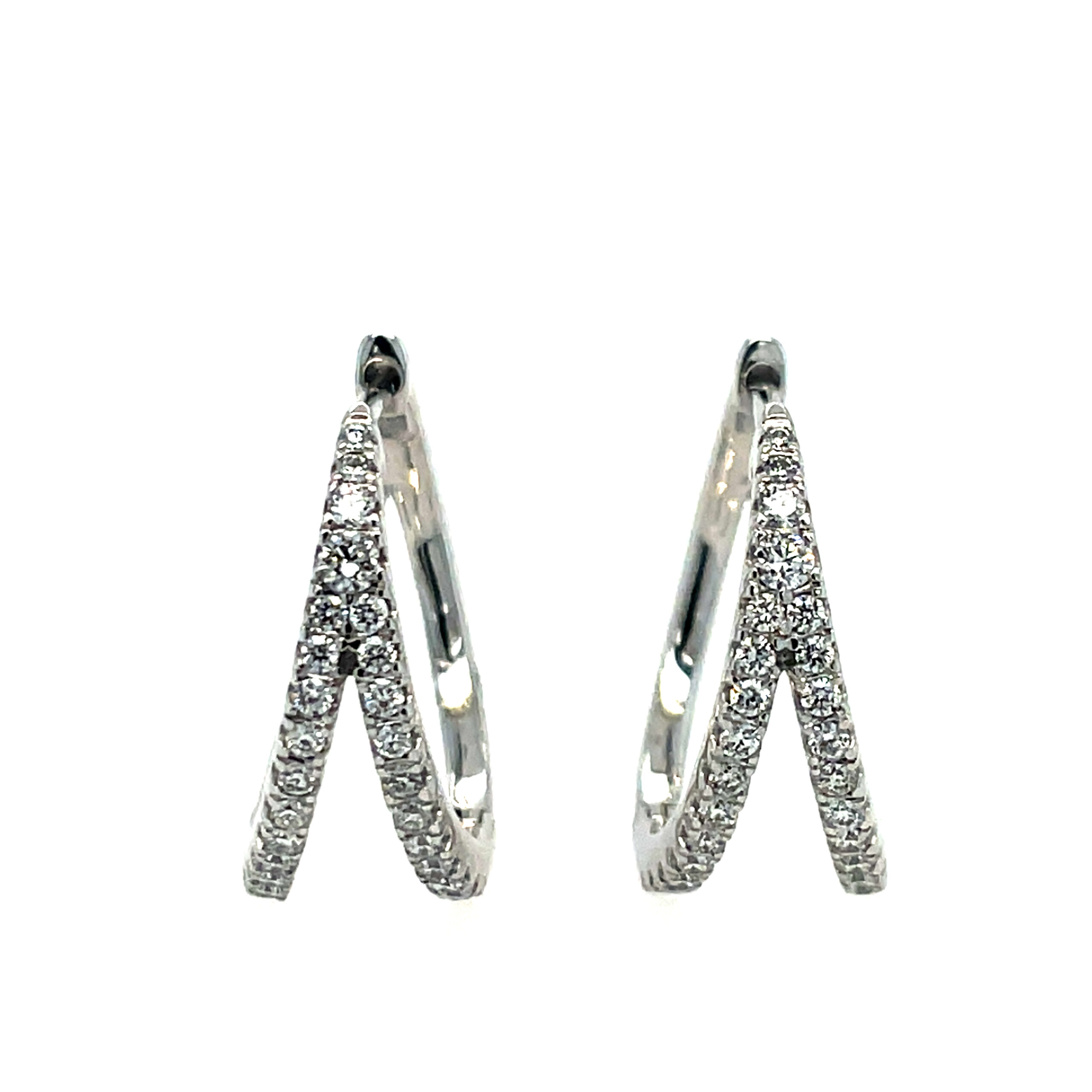 White Gold Diamond Double Hoop Earrings