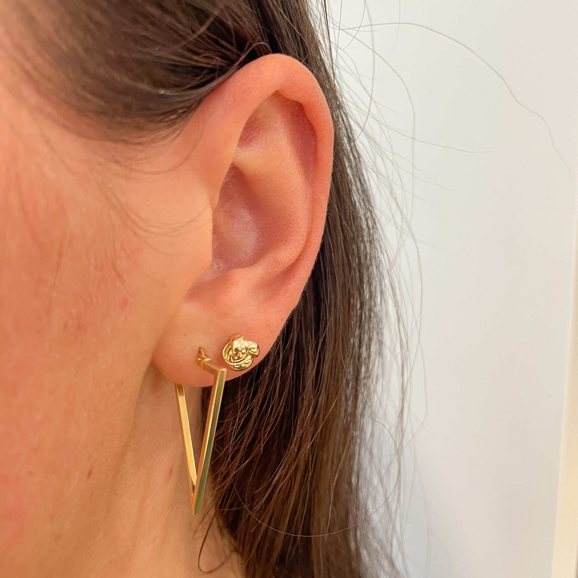 Yellow Gold Triangle Hoop Earrings