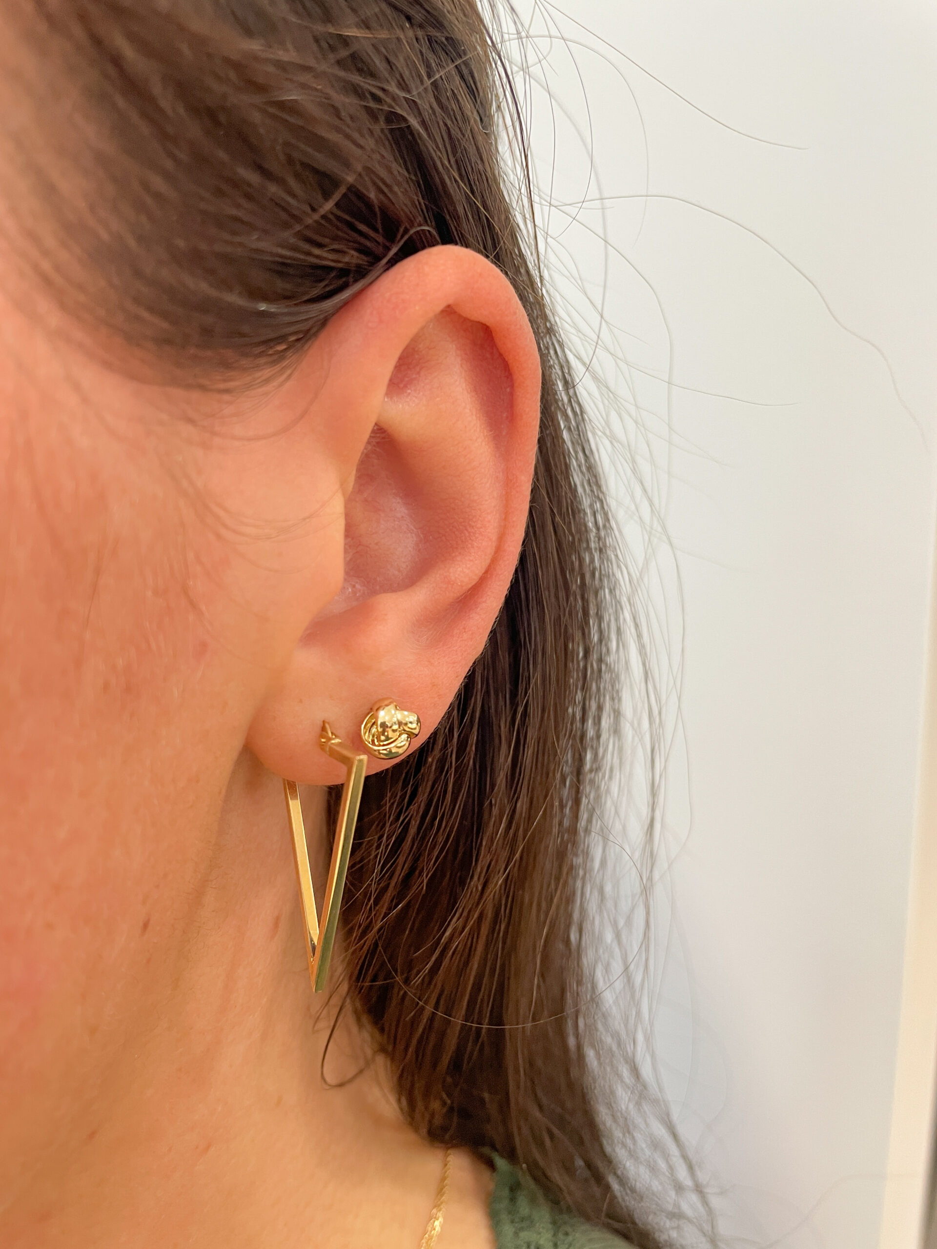 Yellow Gold Triangle Hoop Earrings