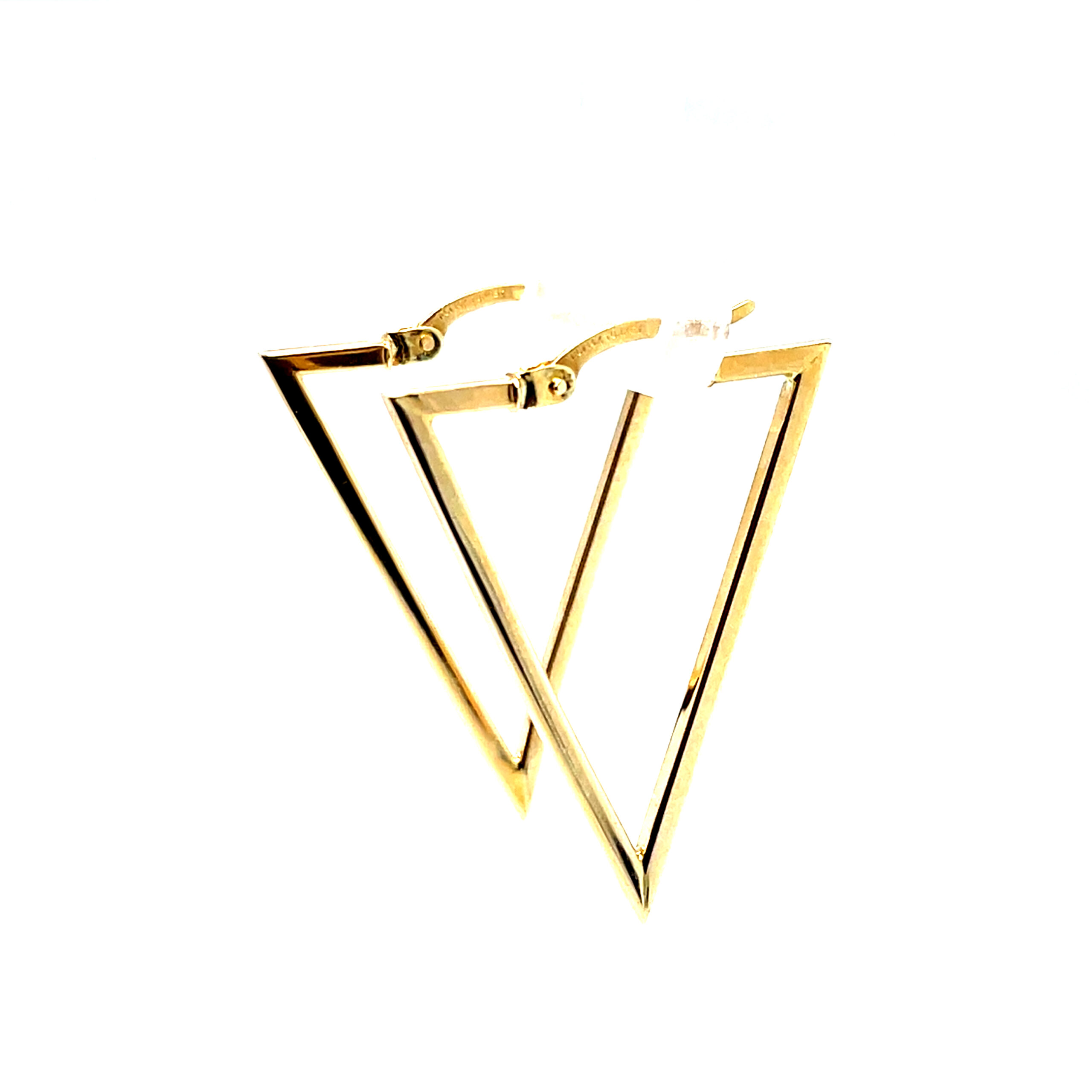Yellow Gold Triangle Hoop Earrings