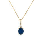 Yellow Gold Sapphire Necklace with Diamonds